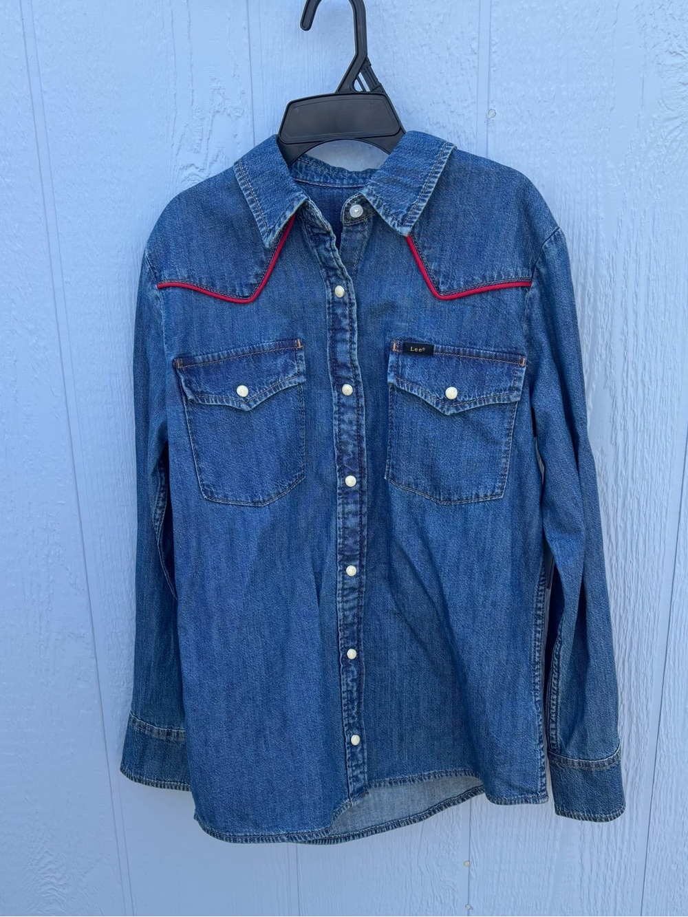 Lee Blue Denim Western Shirt with Red Piping